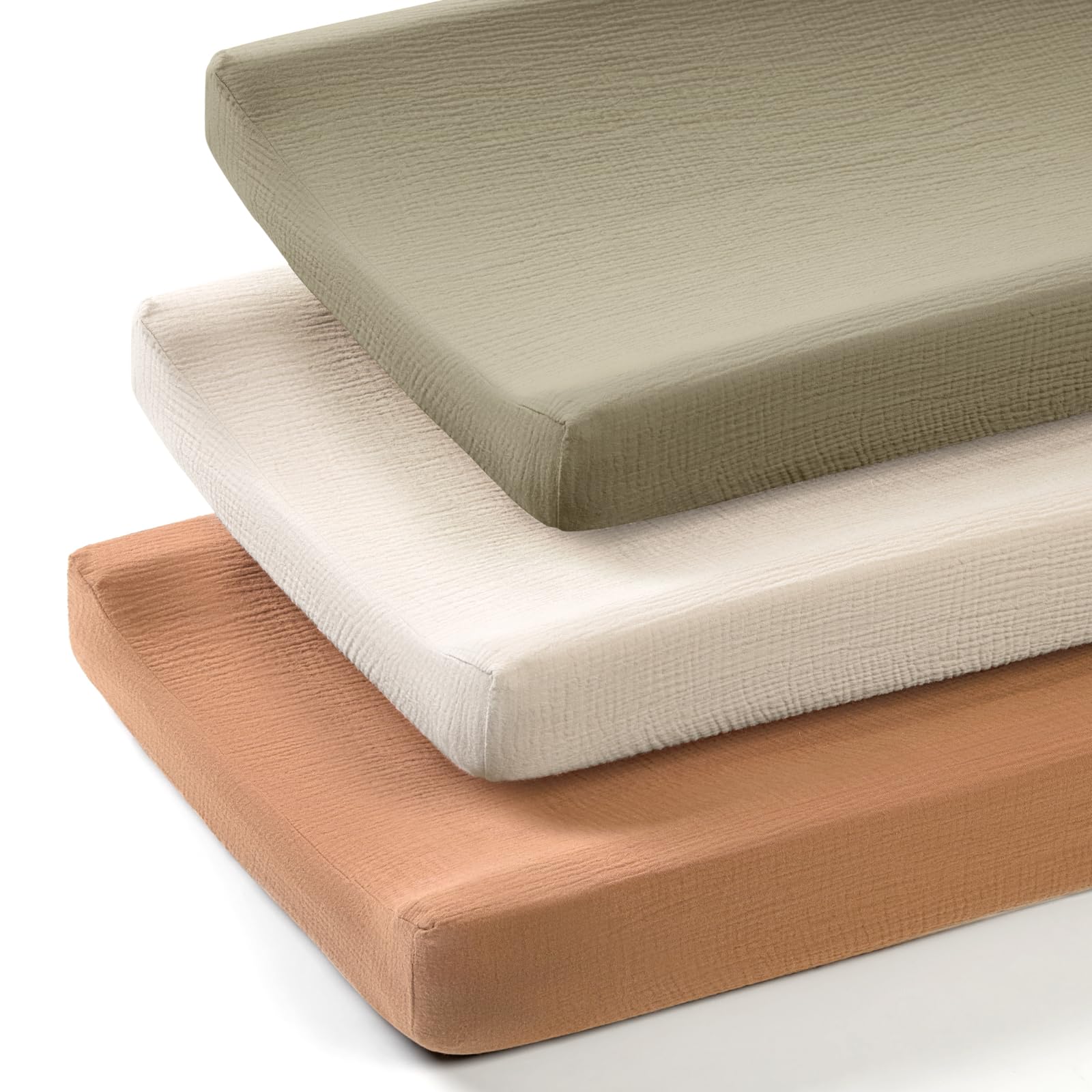 Lulumoon baby changing pad cover in soft muslin for gentle infant skin.