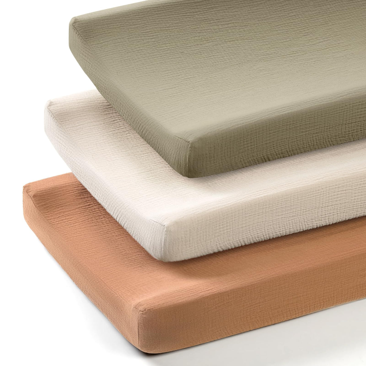 Lulumoon baby changing pad cover in soft muslin for gentle infant skin.