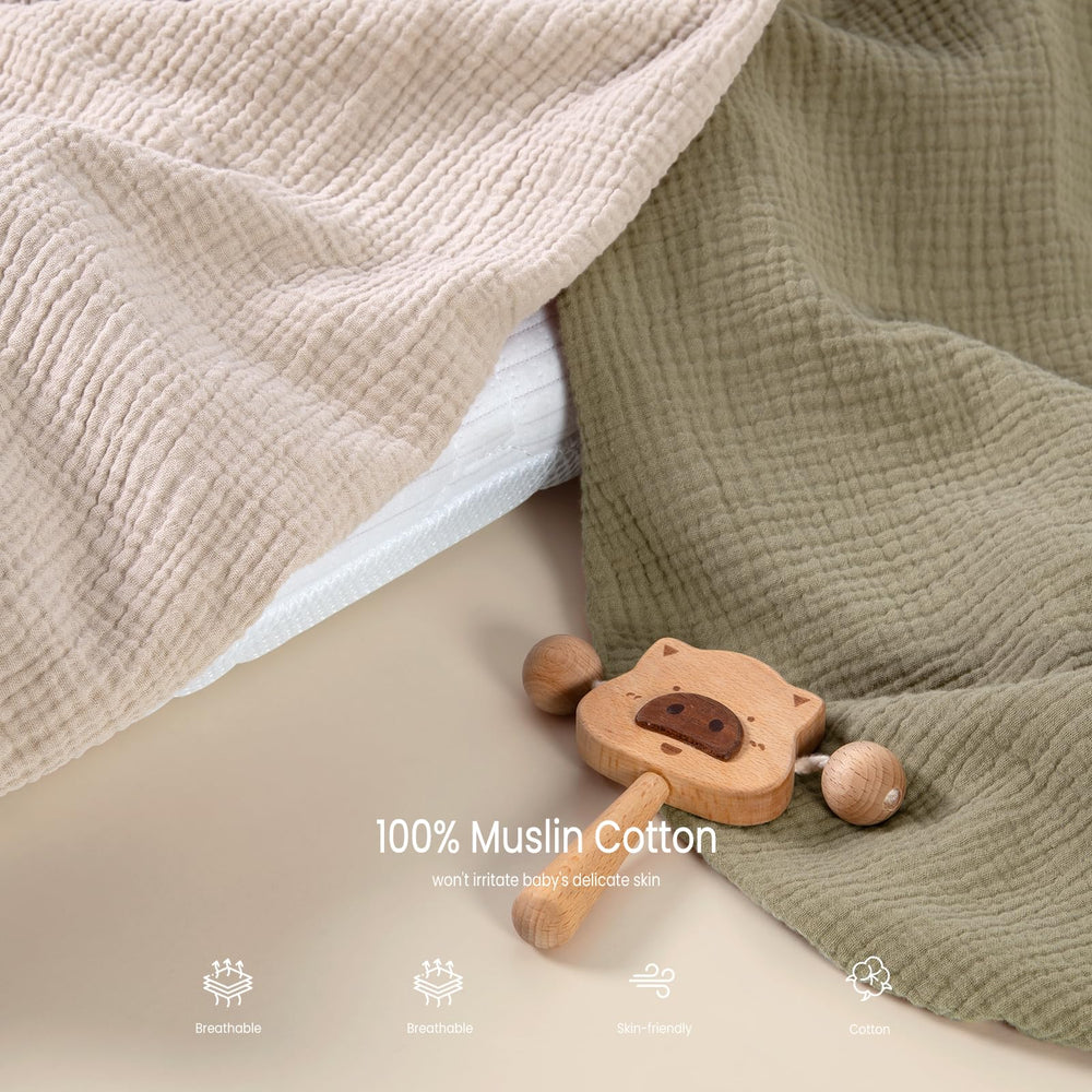 Lulumoon sheets compatible with Baby Bjorn cradle and bassinet.
