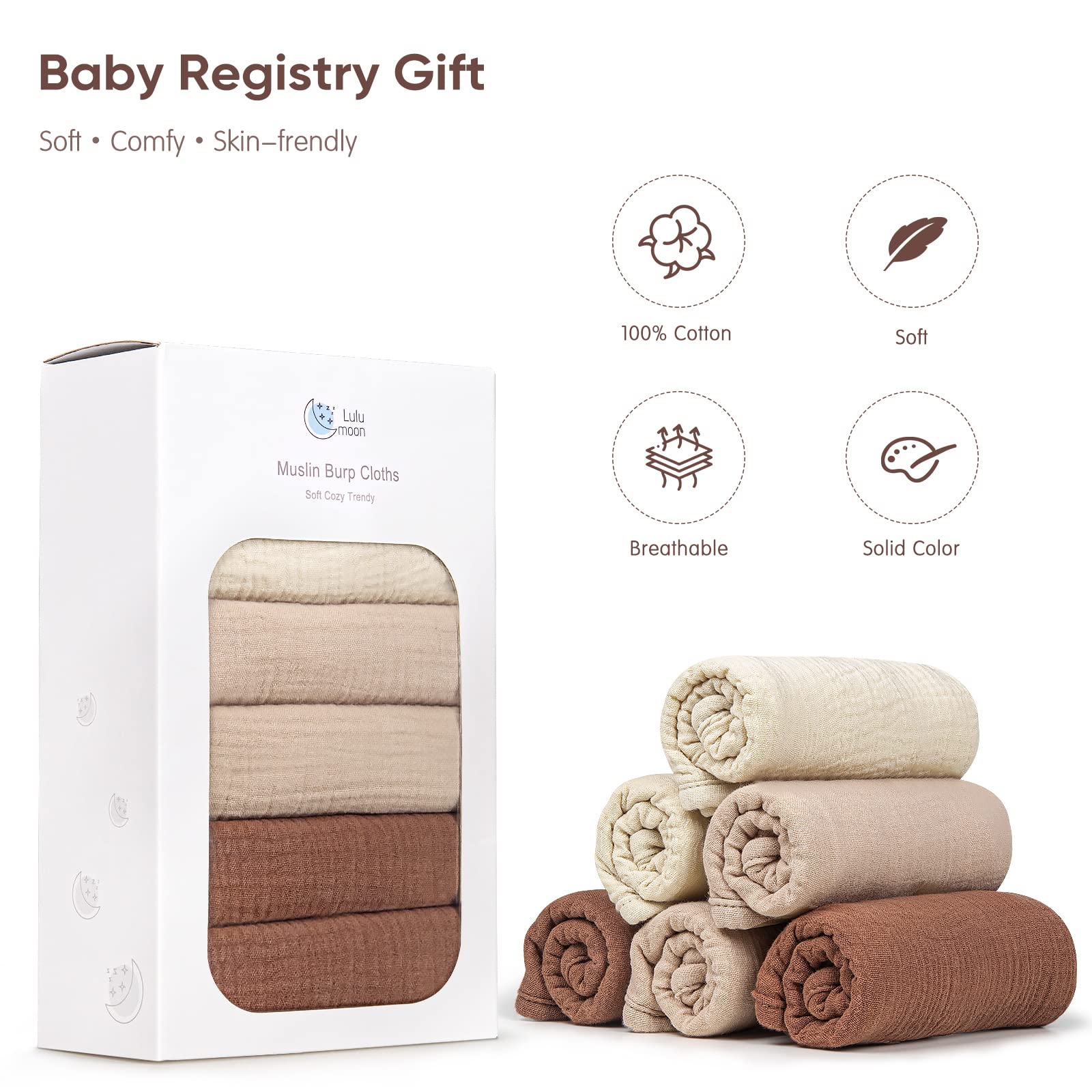 Lulumoon multi-use burp cloth suitable for spit-ups, bath time, and drool