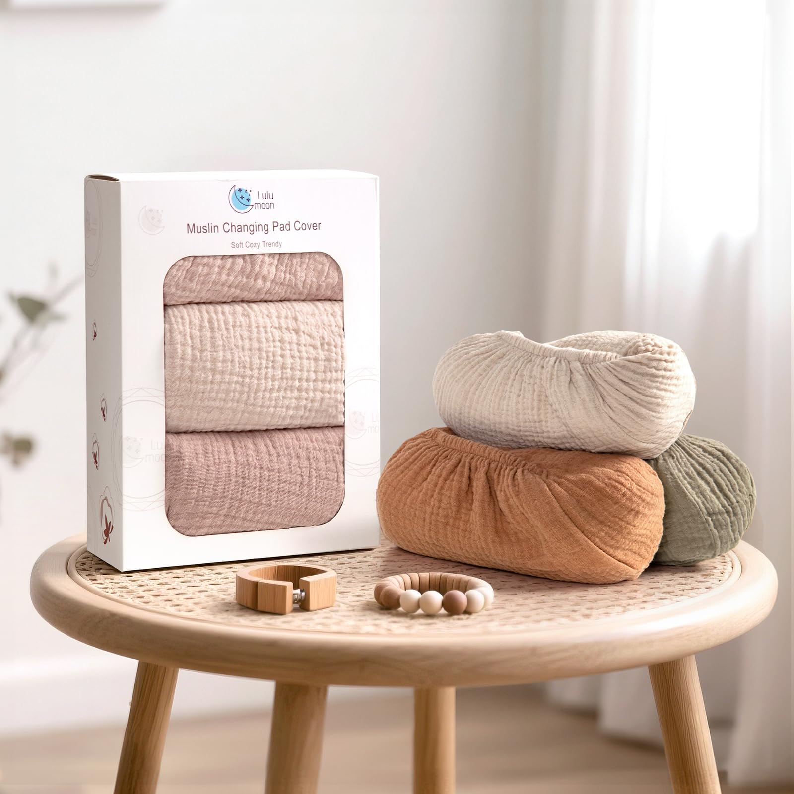 Lulumoon coordinating colors match nursery themes for easy decorating.