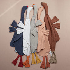 Soft texture of the Goose security blanket invites soothing cuddles for baby.