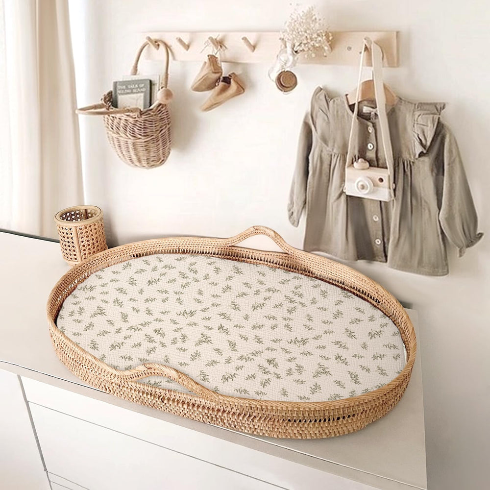 Lulumoon bassinet sheets compatible with Halo and 4moms bases.