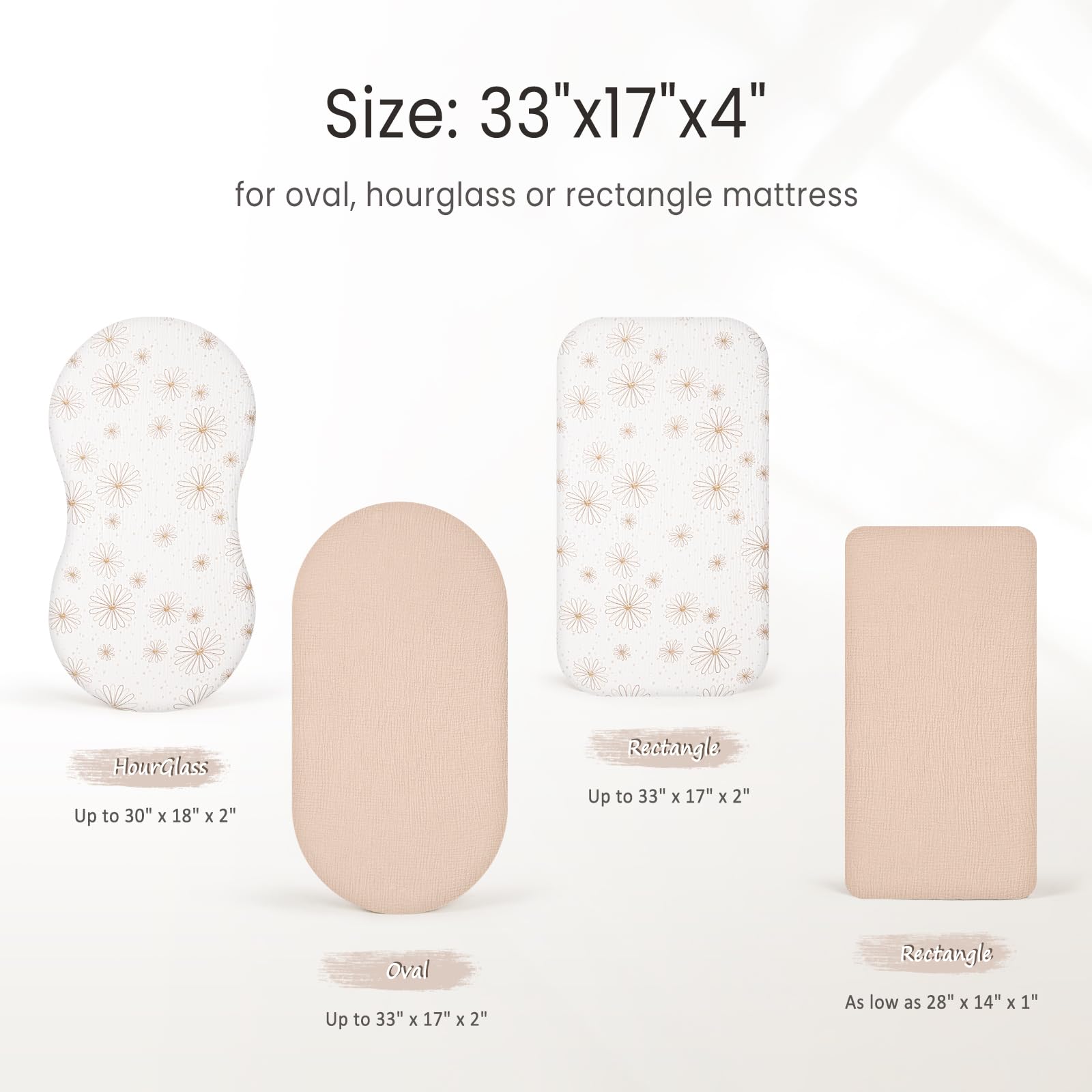 Lulumoon muslin bassinet sheets fabric texture highlights gentle touch for baby's skin