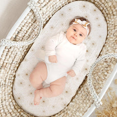 Folded two-pack set of Lulumoon bassinet sheets ready for nursery rotation