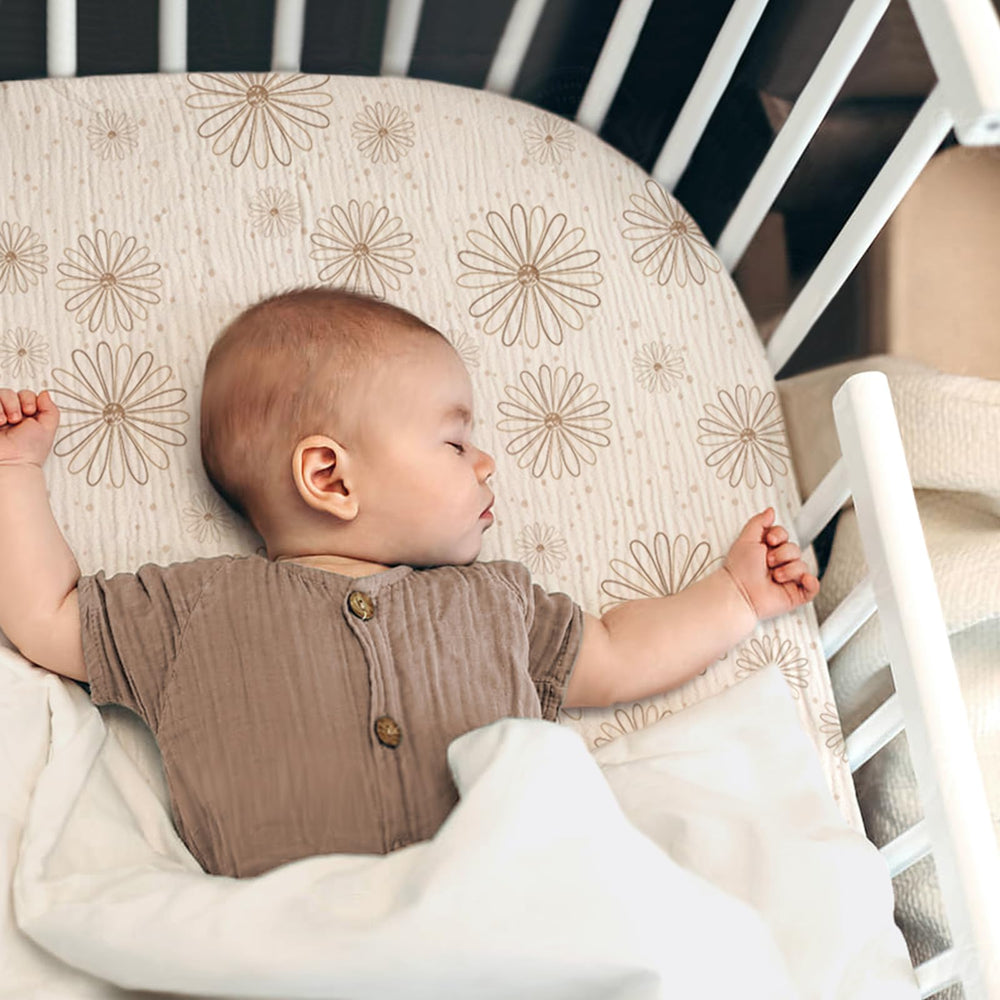 Lulumoon gift-ready bassinet sheets with neutral tones