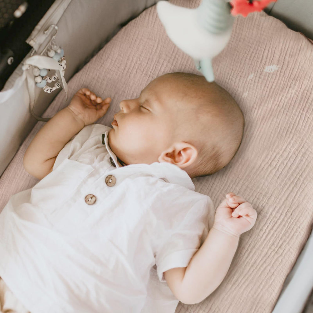 Neutral boho-inspired pattern complements any nursery theme