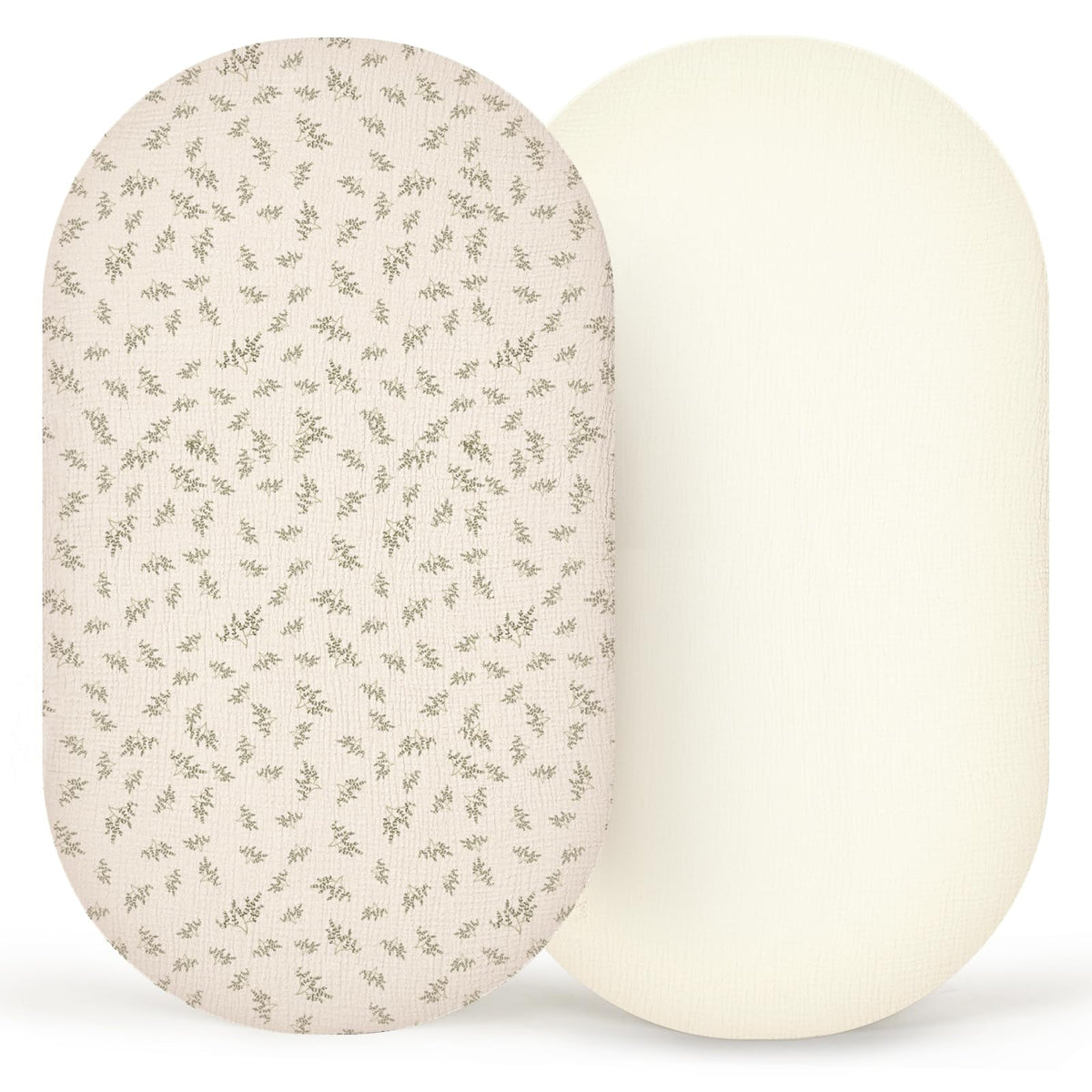 Lulumoon muslin bassinet sheets closeup show soft texture for baby's skin.