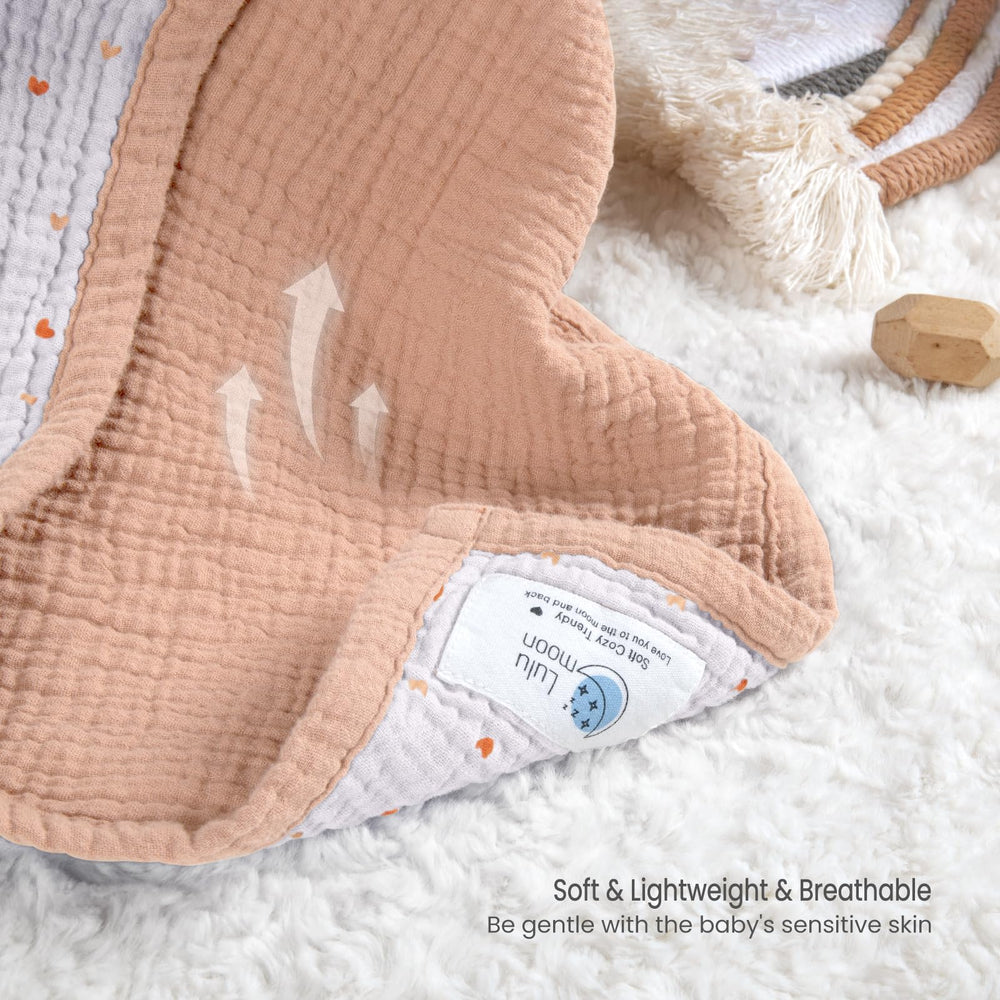 Lulumoon muslin blanket on baby crib for soft, breathable coverage.