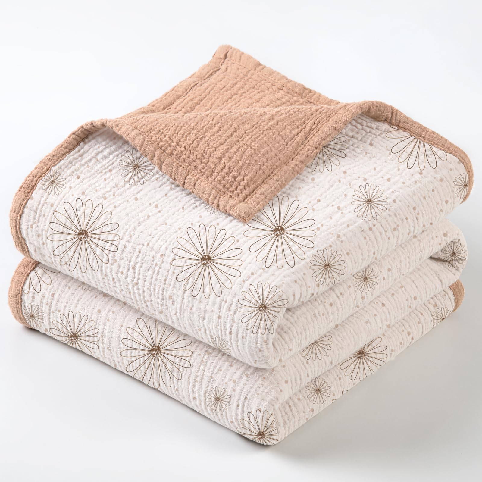 Lulumoon Muslin Blanket Pink Daisy for cozy newborn snuggles