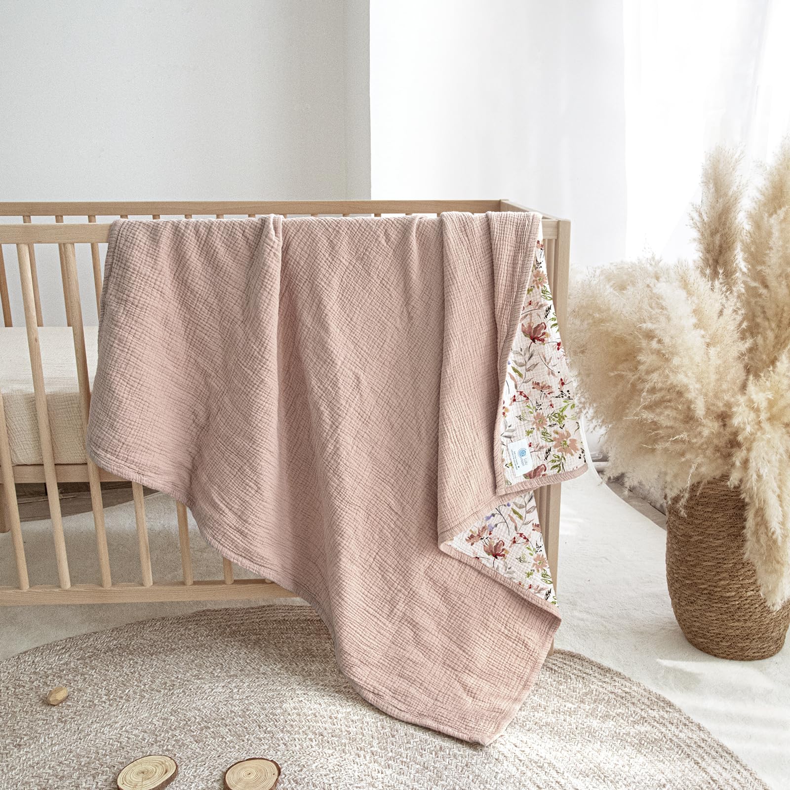 Lulumoon muslin blanket during bath time, gentle and cozy.