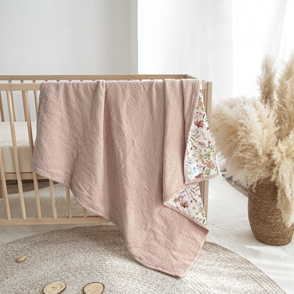 Lulumoon muslin blanket during bath time, gentle and cozy.