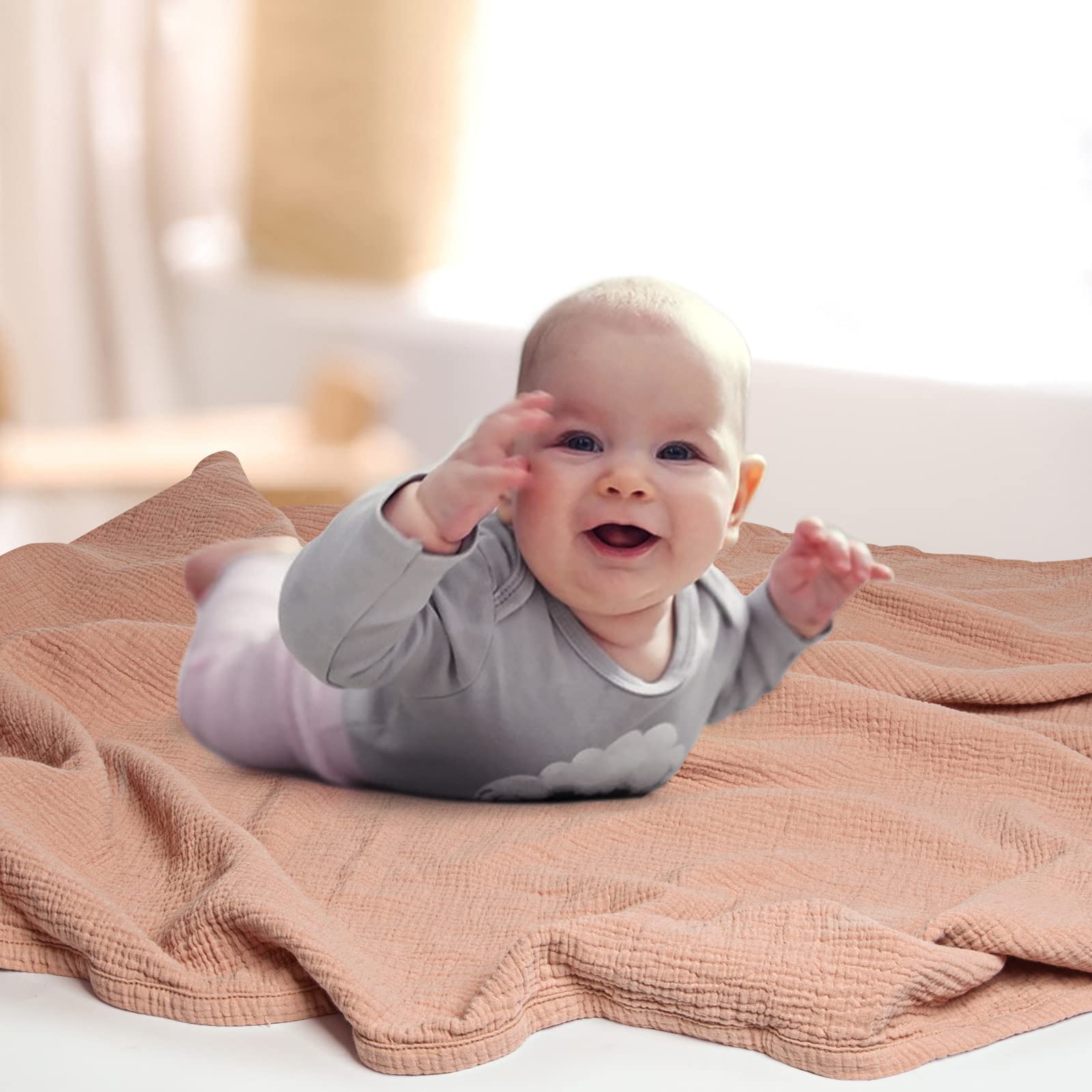 Lulumoon pink muslin blanket with gift-ready packaging suitable for baby showers.