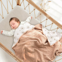 Lulumoon Muslin Blanket Pink Daisy crib use for nap time
