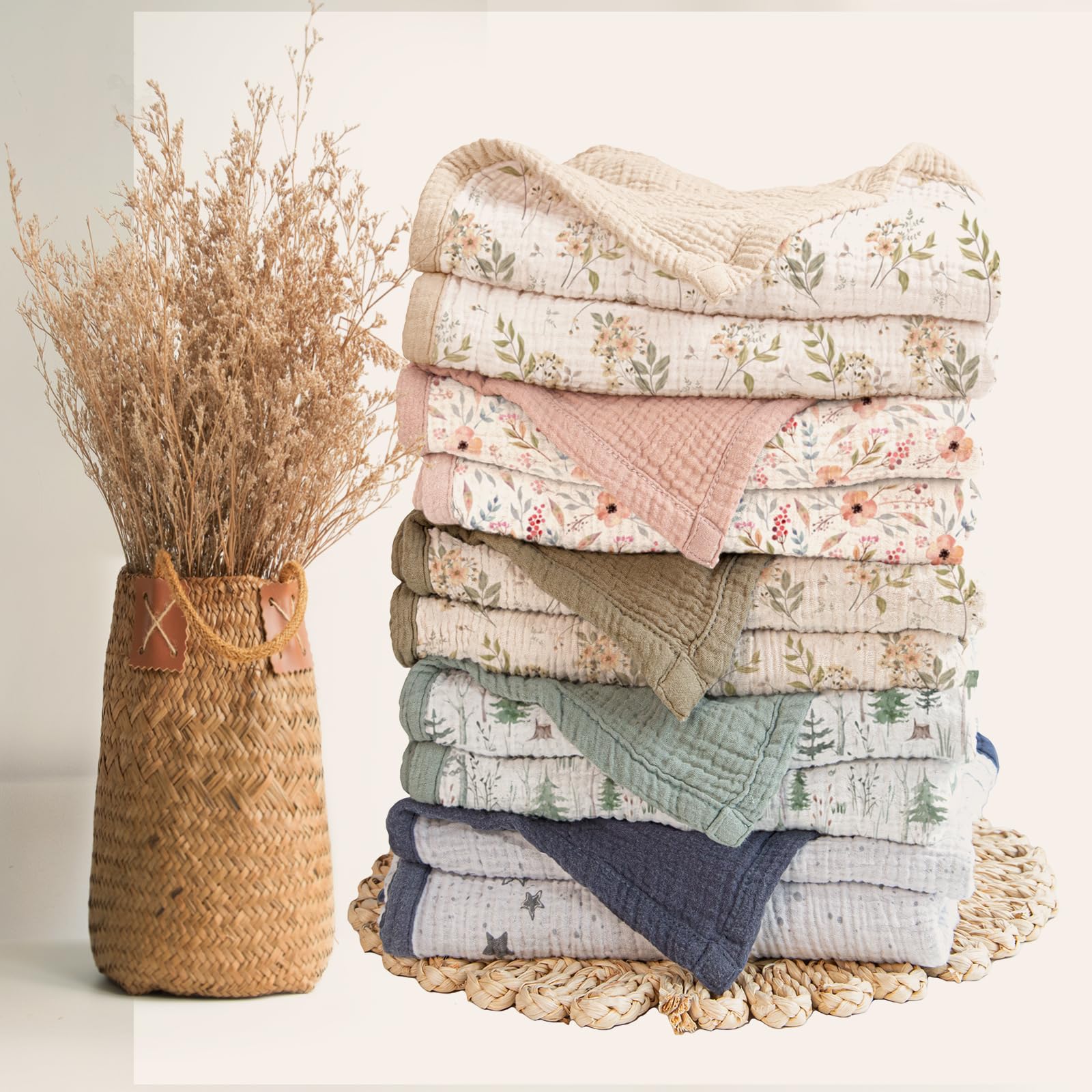 Lulumoon light, breathable muslin blanket for stroller outings and naptime.