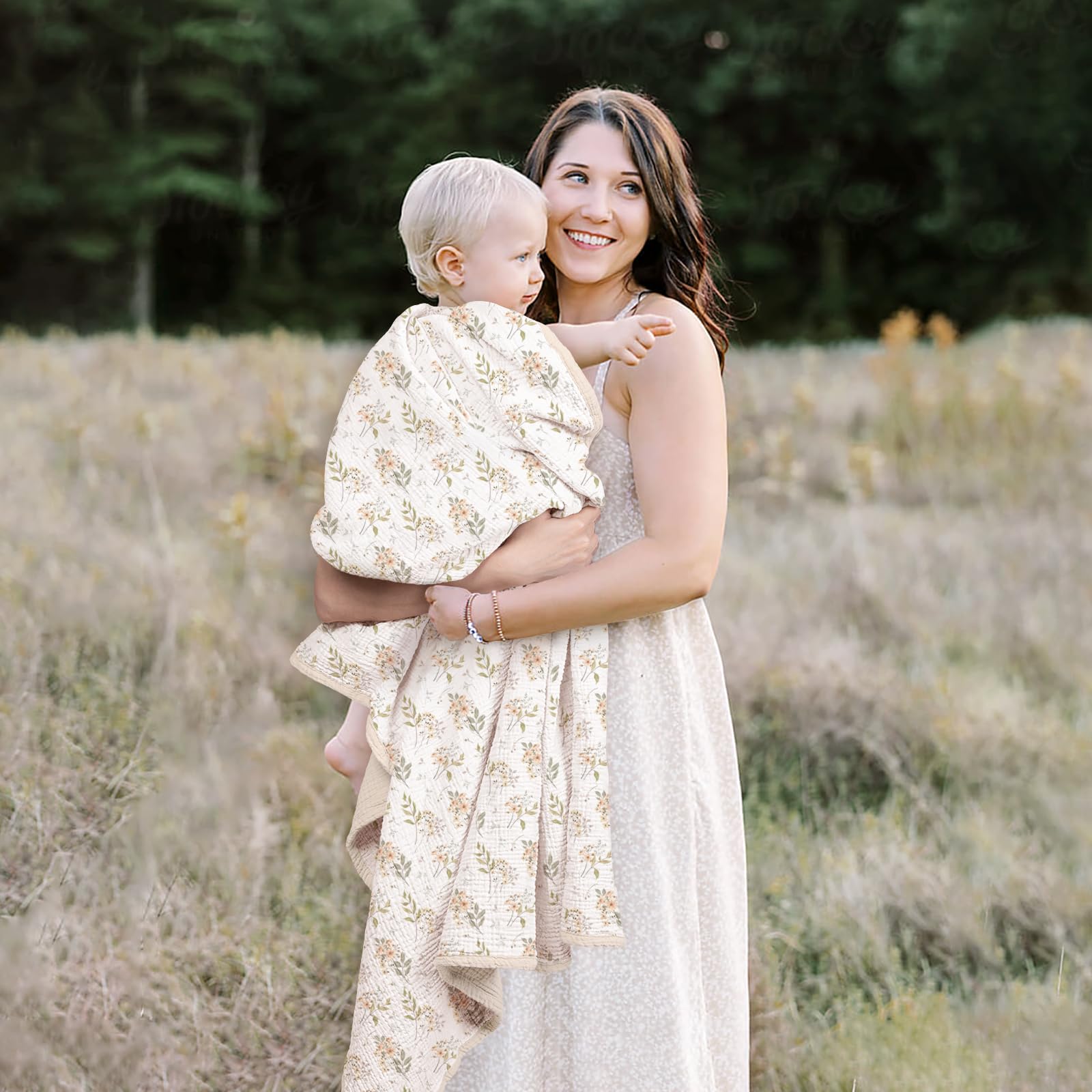 Lulumoon two-tone ivory flower design enhances nursery decor and adds texture.