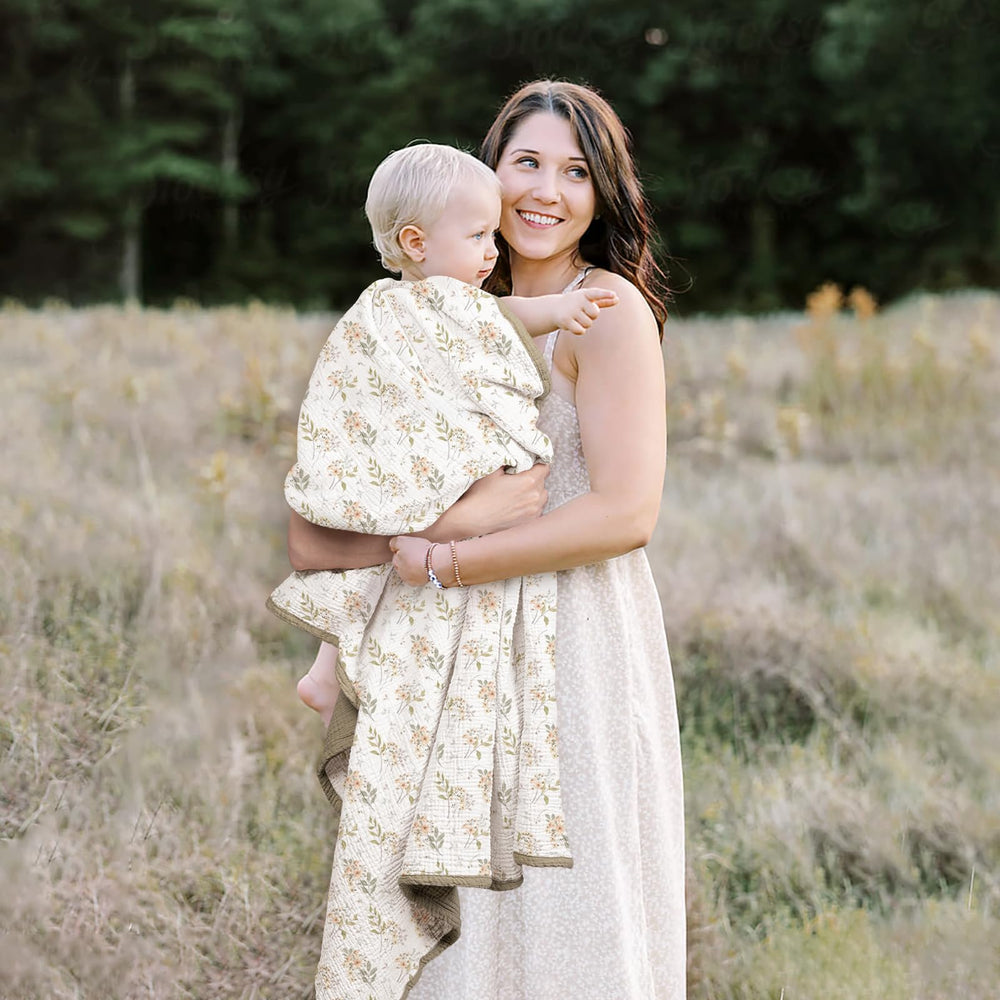 Lulumoon Muslin Blanket Olive Flower care instructions for easy washing