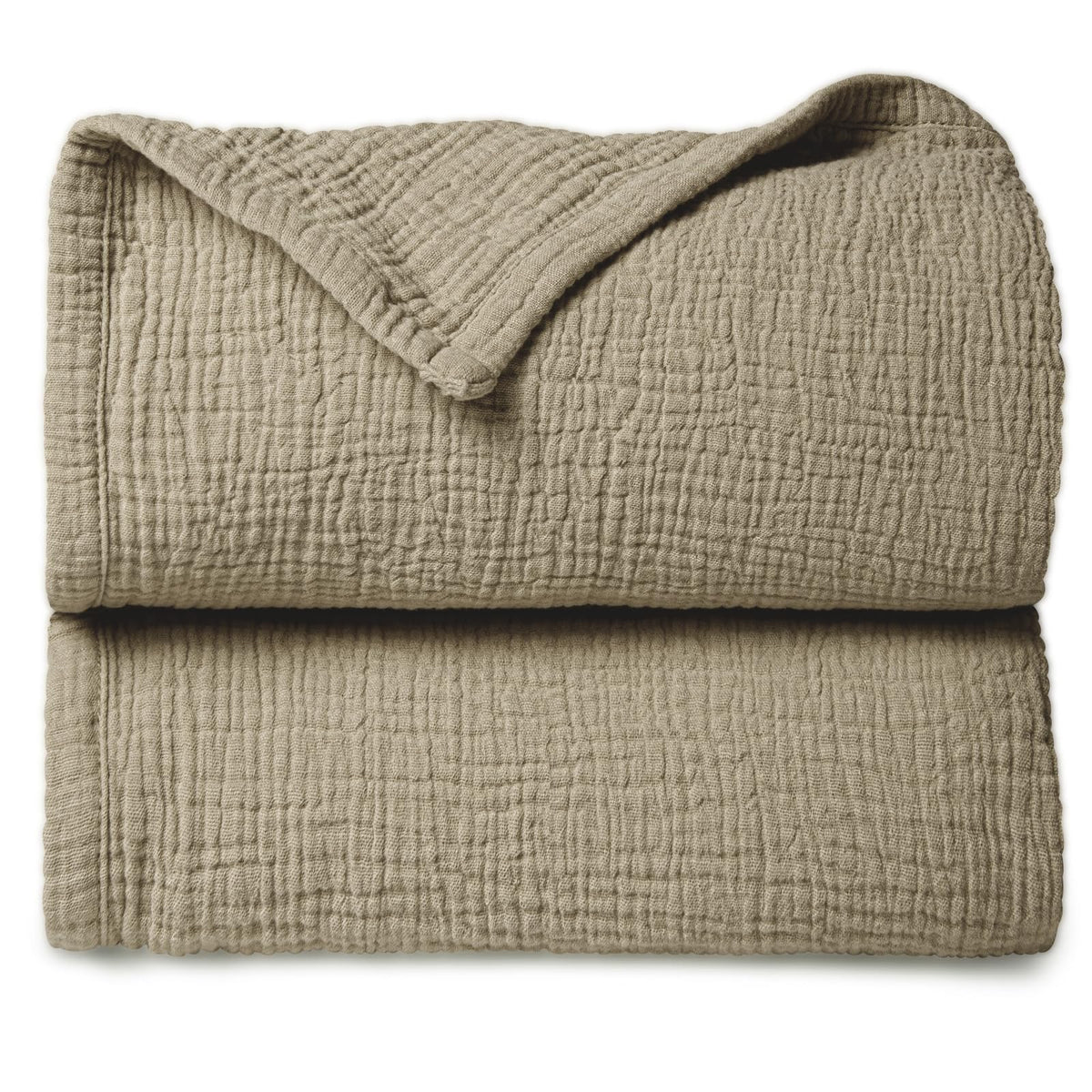 Lulumoon olive muslin blanket folded for gentle skin contact