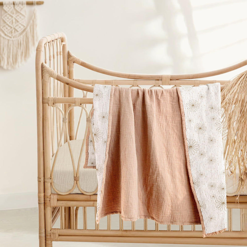 Lulumoon reversible Pink Daisy blanket for versatile styling