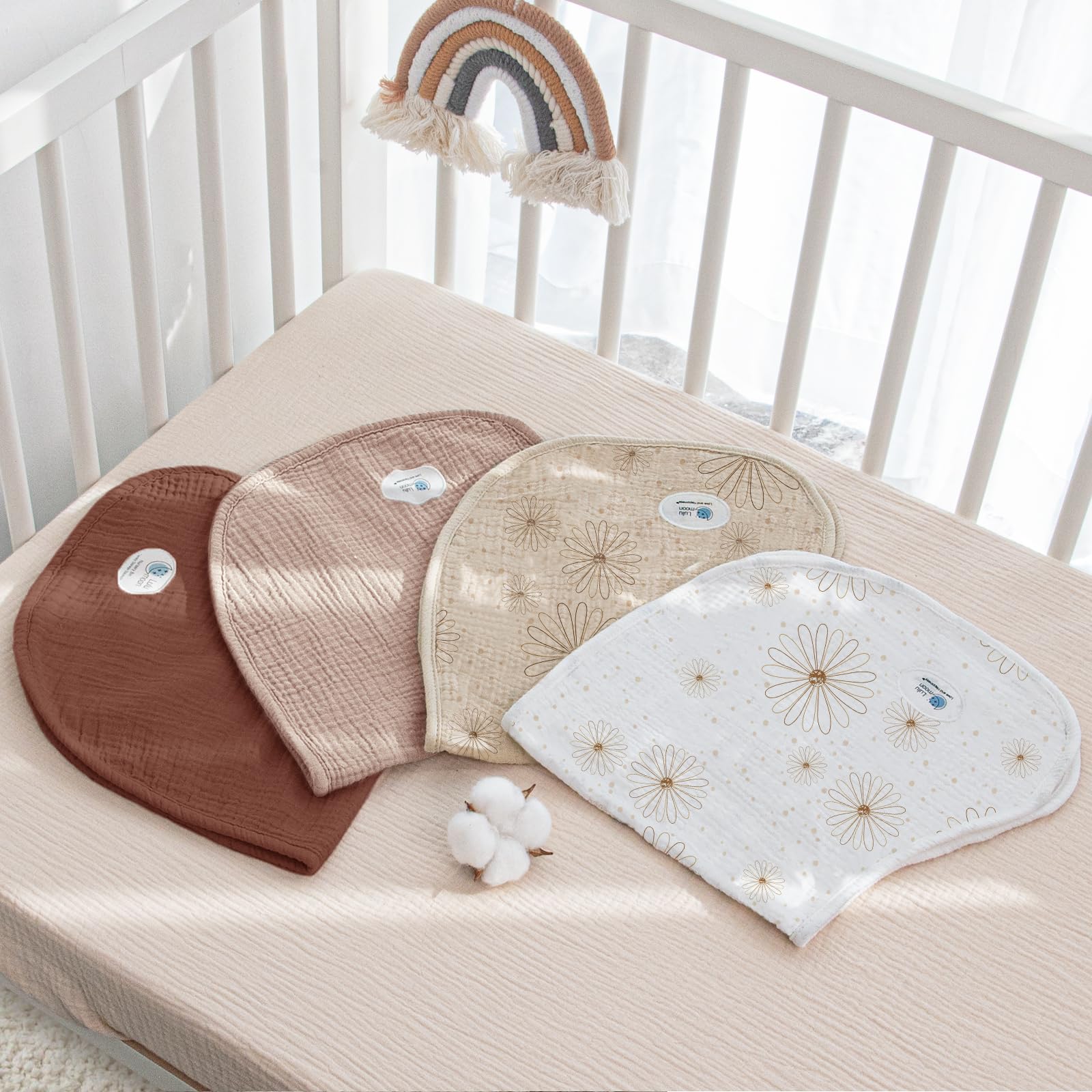 Lulumoon four-pack burp cloths ideal as a practical baby gift