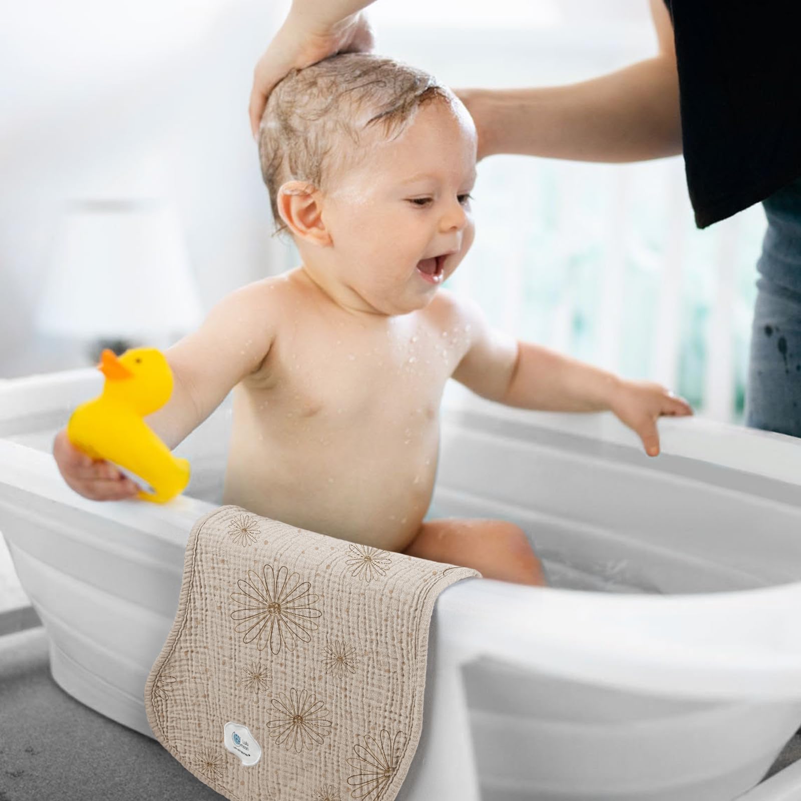 Neutral colored Lulumoon burp cloth for everyday care