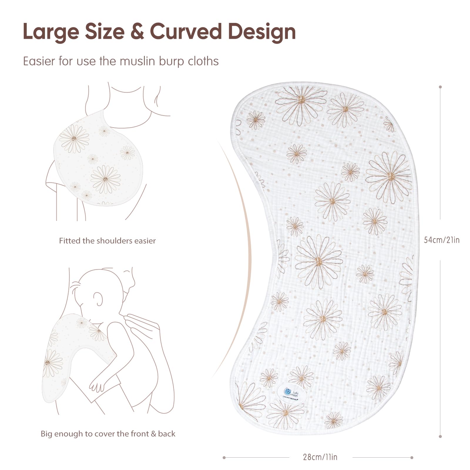 Lulumoon burp cloth with terry back for maximum absorbency
