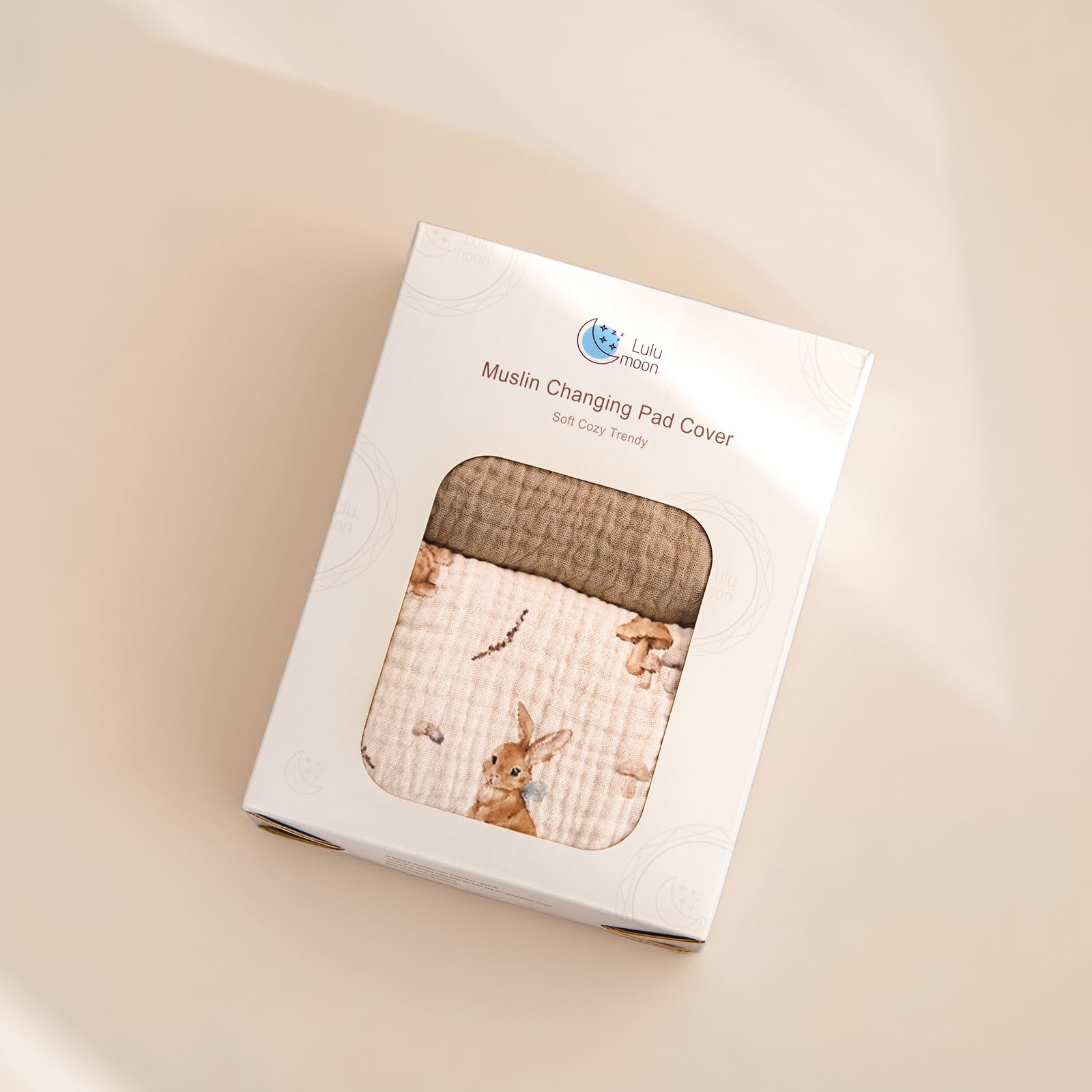 Lulumoon bunny pattern adds cozy charm to a nursery while protecting surfaces.