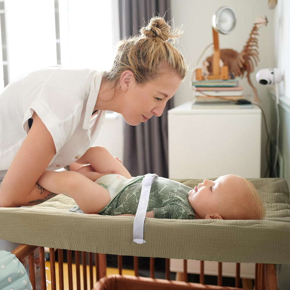 Lulumoon muslin changing pad cover fits most pads 17x33 inches.