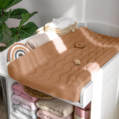 Lulumoon muslin changing pad cover showing quilted design for cushioned comfort.