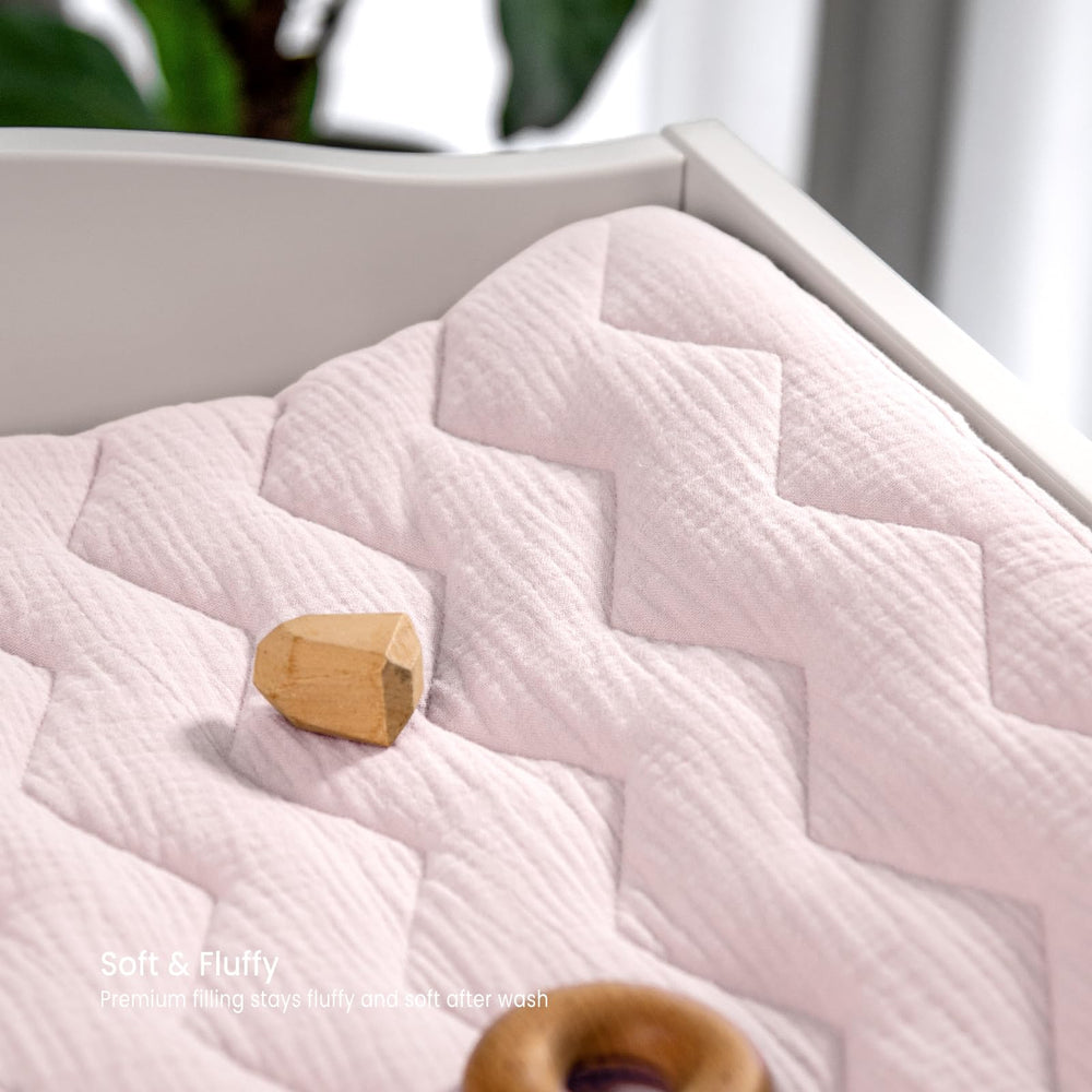 lulumoon Muslin Changing Pad Cover quilted fill adds gentle softness and liquid absorption