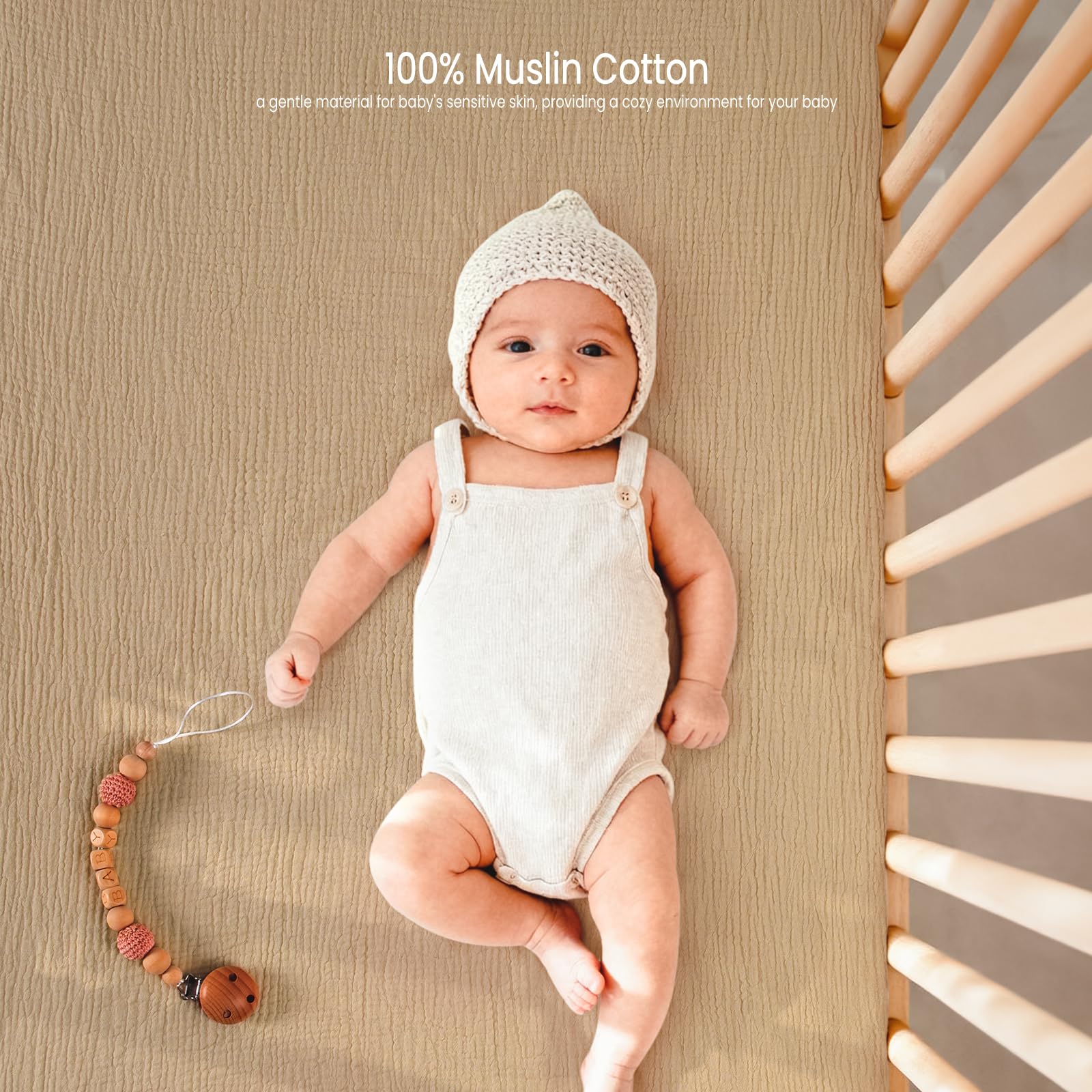 Lulu Moon Muslin Crib Sheets breathable cotton for comfortable warm-weather sleep