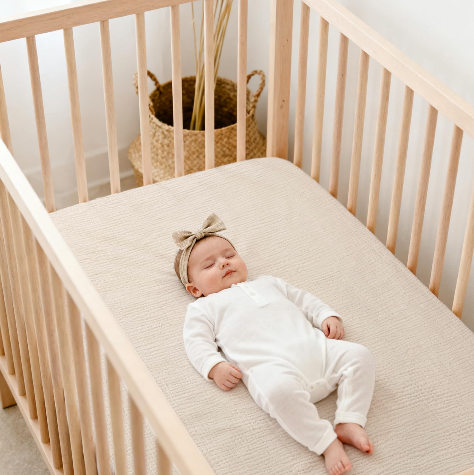 Lulu Moon Muslin crib sheets highlight breathable fabric for warm days