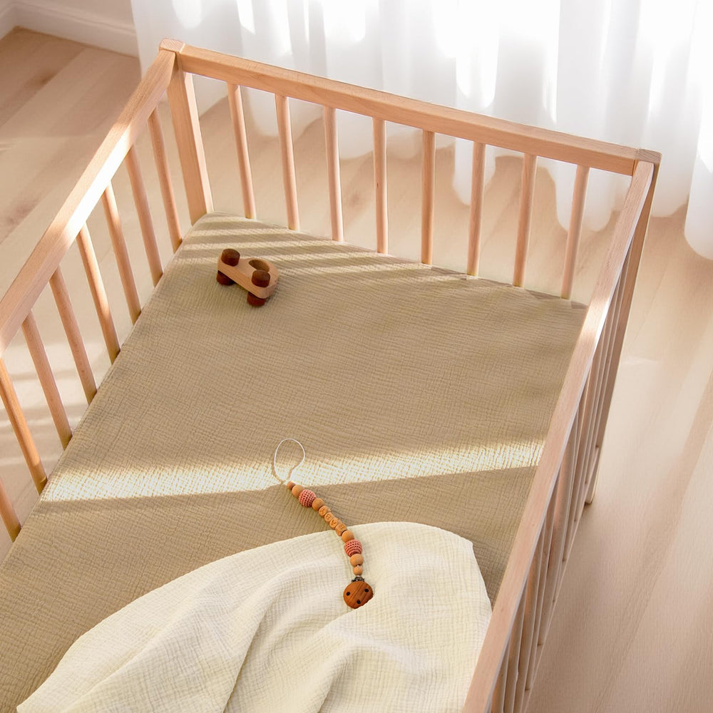 Lulu Moon Muslin Crib Sheets elevate nursery decor with cohesive soft bedding