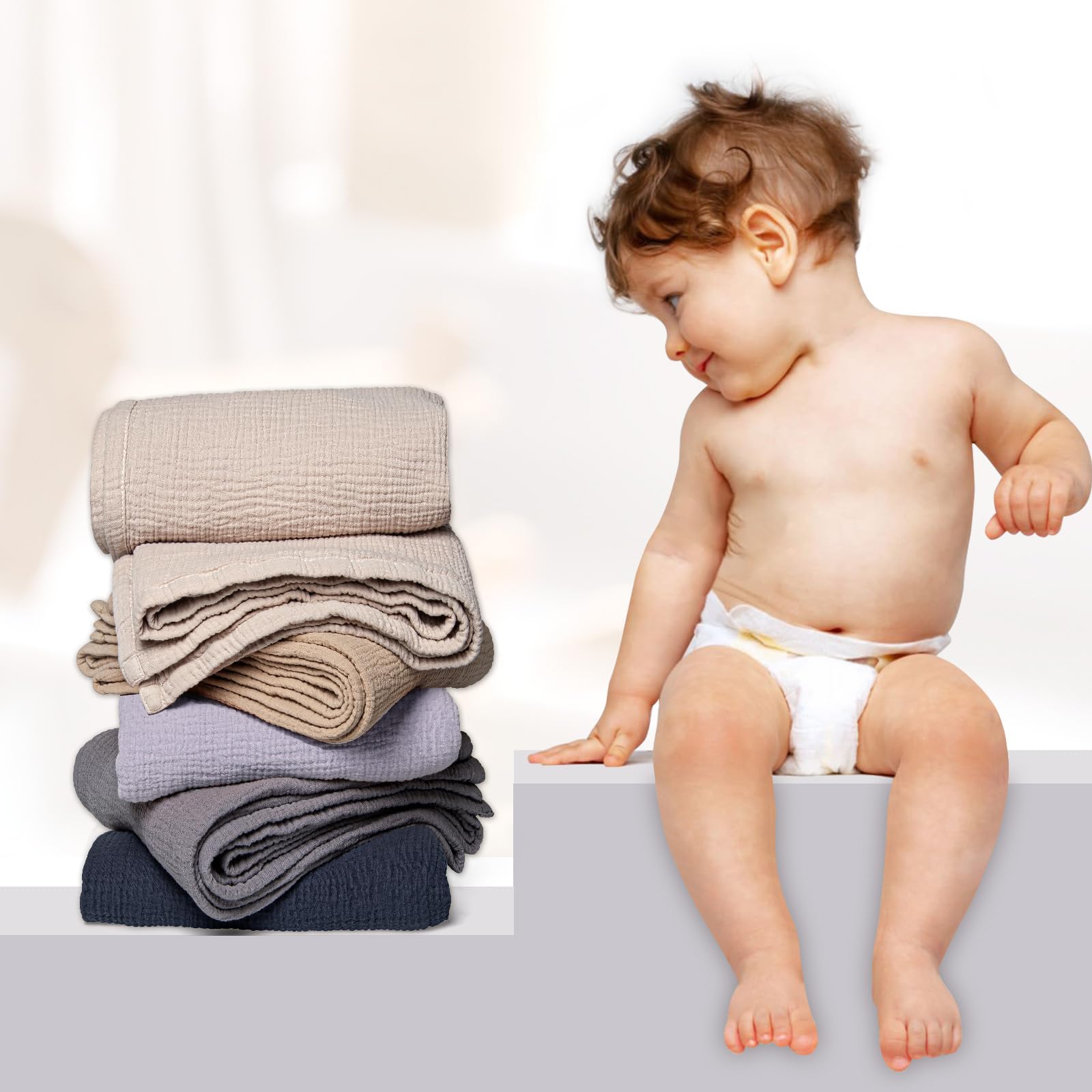 Lulumoon four-layer cotton muslin blanket for travel and stroller outings
