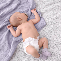 Lulumoon purple muslin blanket perfect for travel and stroller use