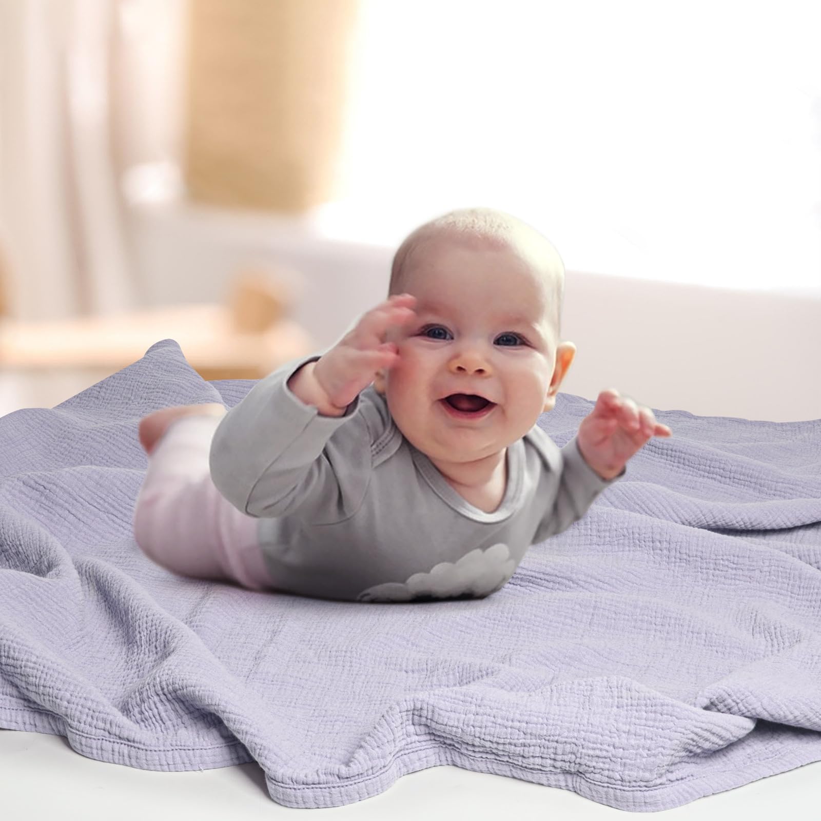 Lulumoon blanket in purple for tummy time and car trips