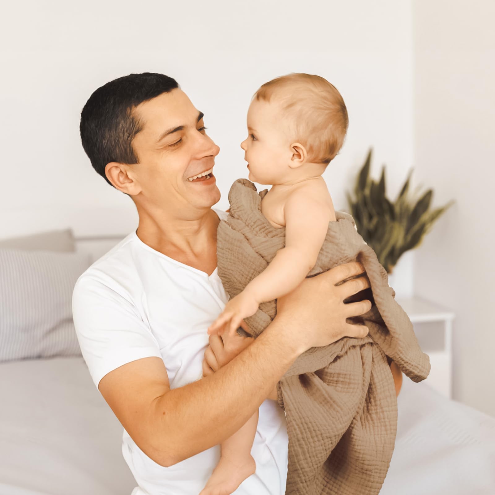 Lulumoon muslin care — machine washable and softens after washing.