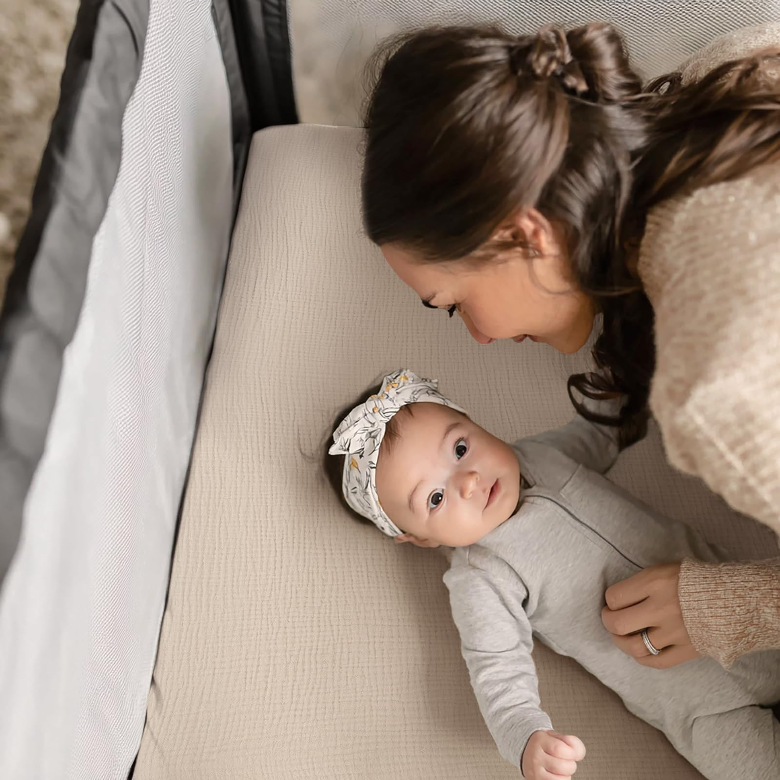 Two-pack Lulumoon Pack N Play Muslin sheets for quick changes
