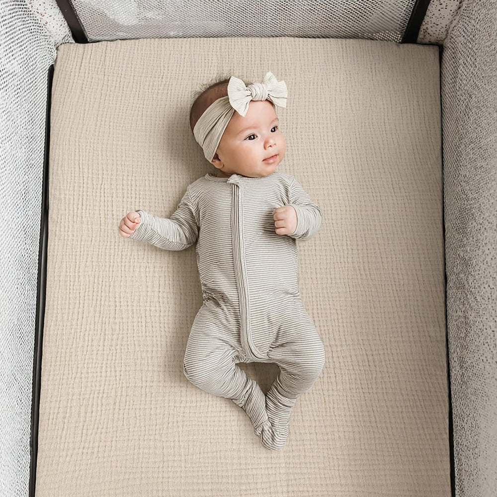 Breathable cotton muslin sheet in Lulumoon Pack N Play line