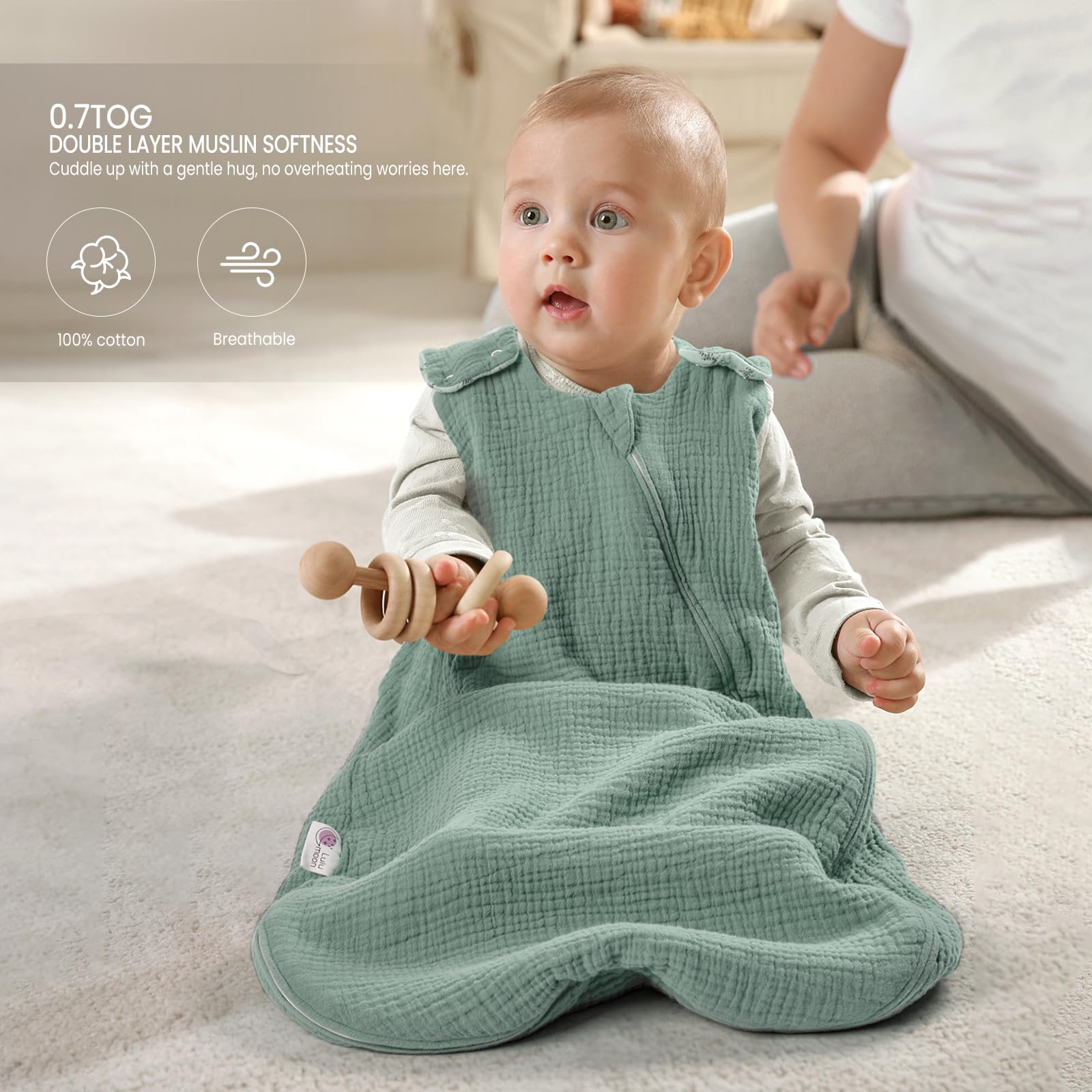 Lulumoon Sleep Sack Muslin machine washable for busy parents