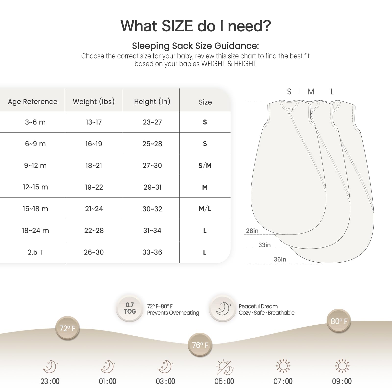Lulumoon Sleep Sack Muslin rated 0.7 TOG for year-round comfort.