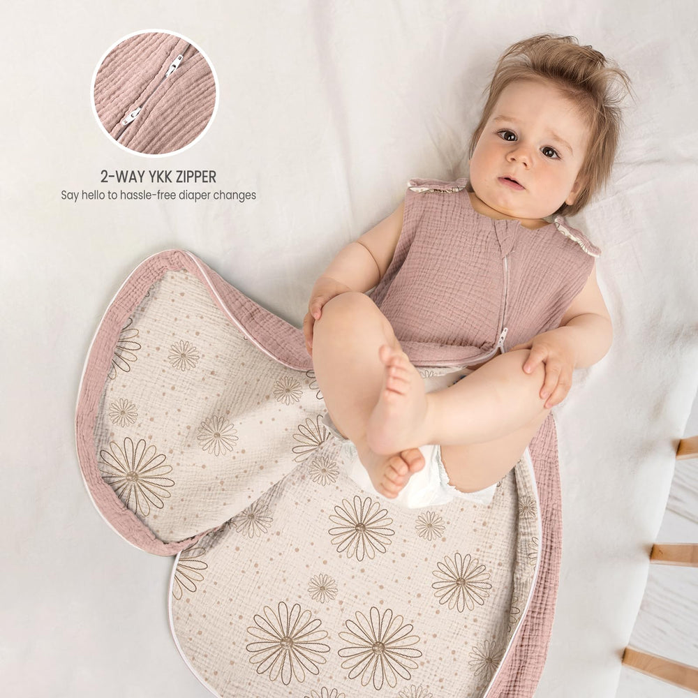 Lulumoon Sleep Sack Muslin 0.7 TOG temperature control all year.