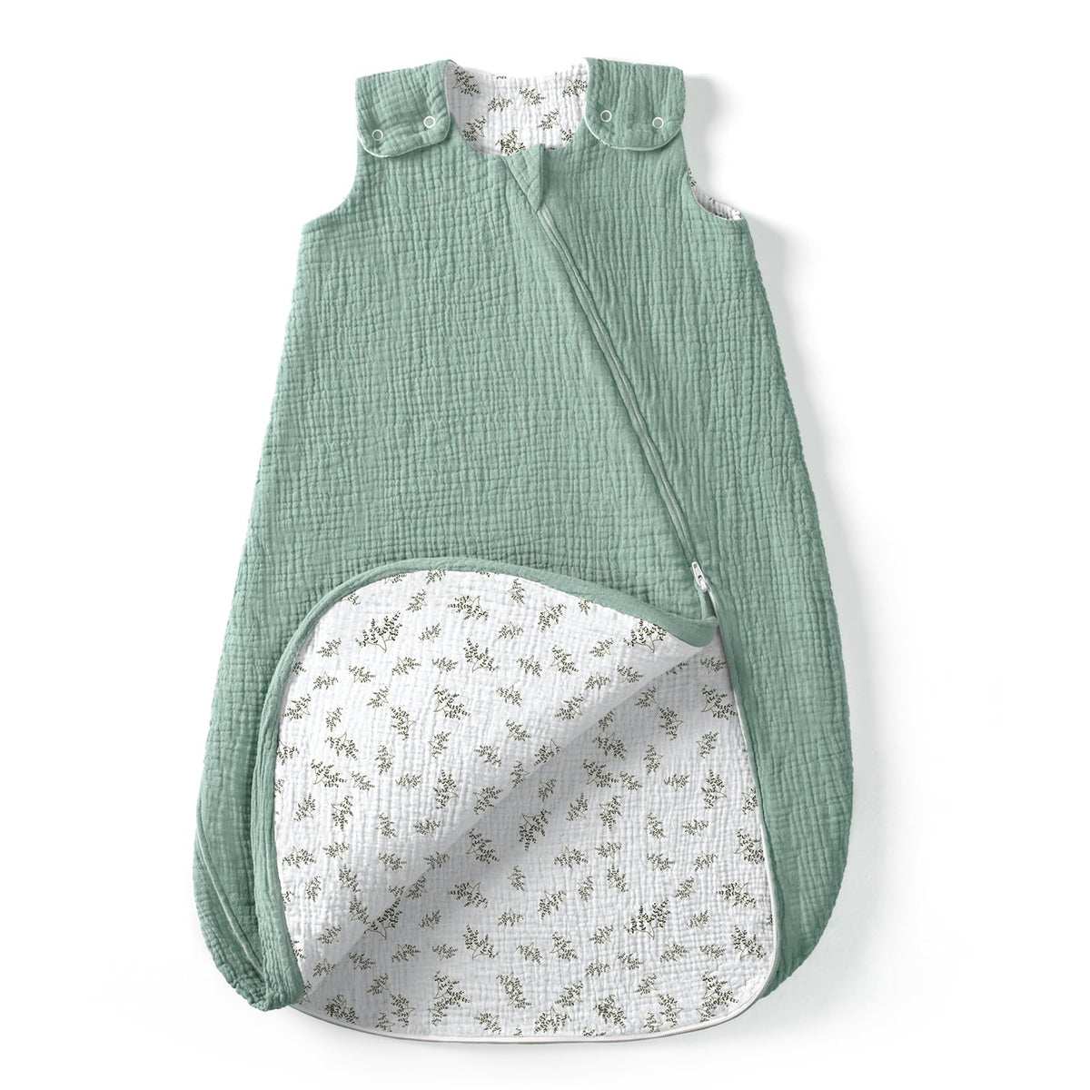 lulumoon Sleep Sack Muslin double-layer exterior offers year-round comfort.