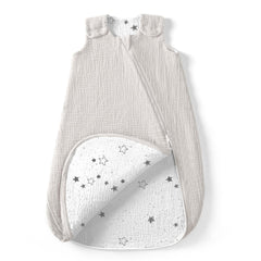 Lulumoon Sleep Sack Muslin double-layer exterior for year-round comfort.