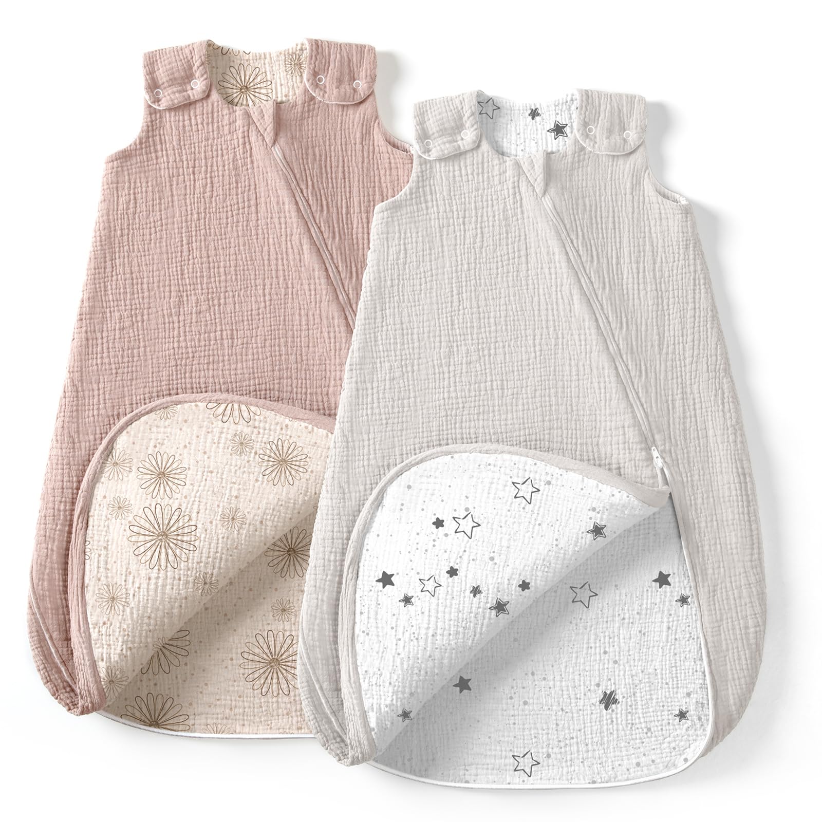 Lulumoon Sleep Sack Muslin exterior solid for year-round comfort in the nursery.