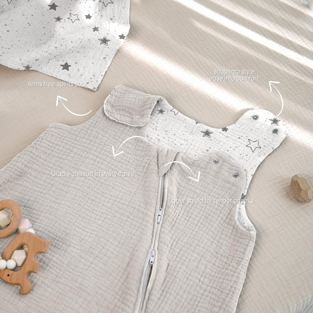 Lulumoon Sleep Sack Muslin machine washable for easy care.