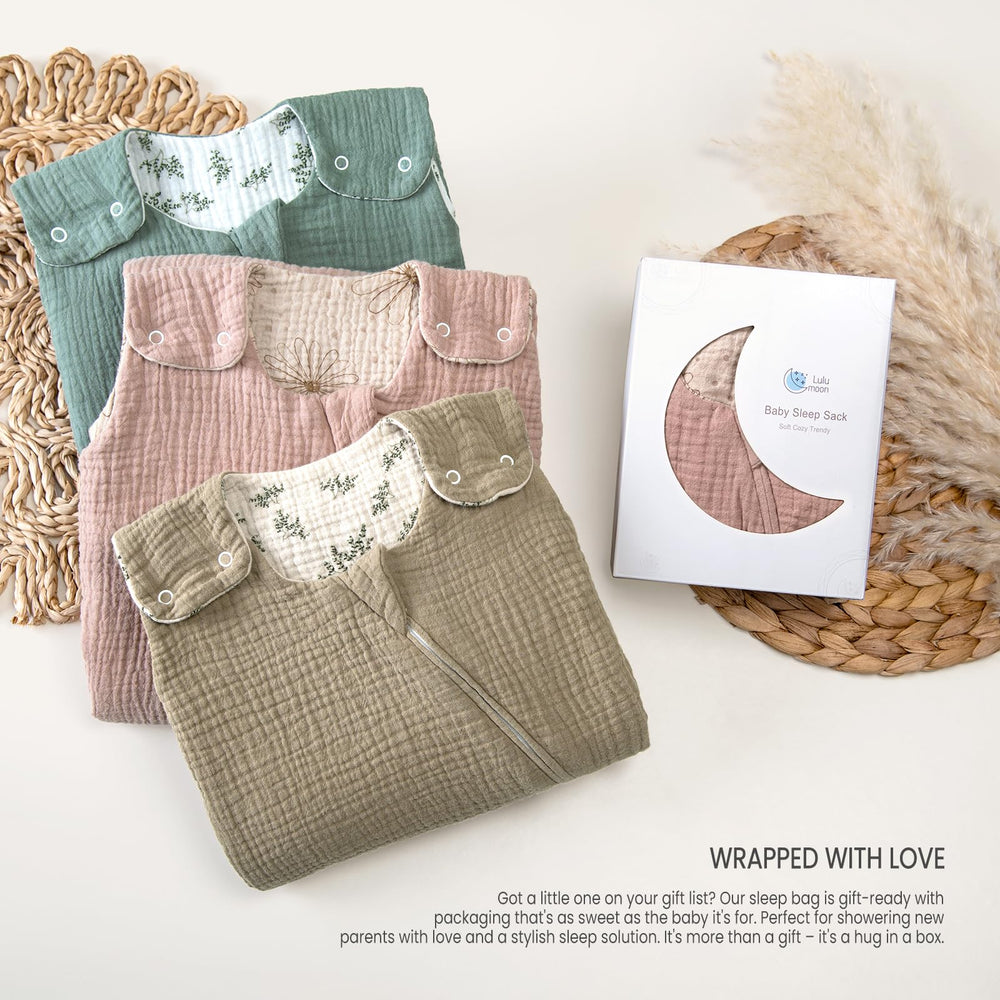 Lulumoon Sleep Sack Muslin XS size designed for 0-3 months.