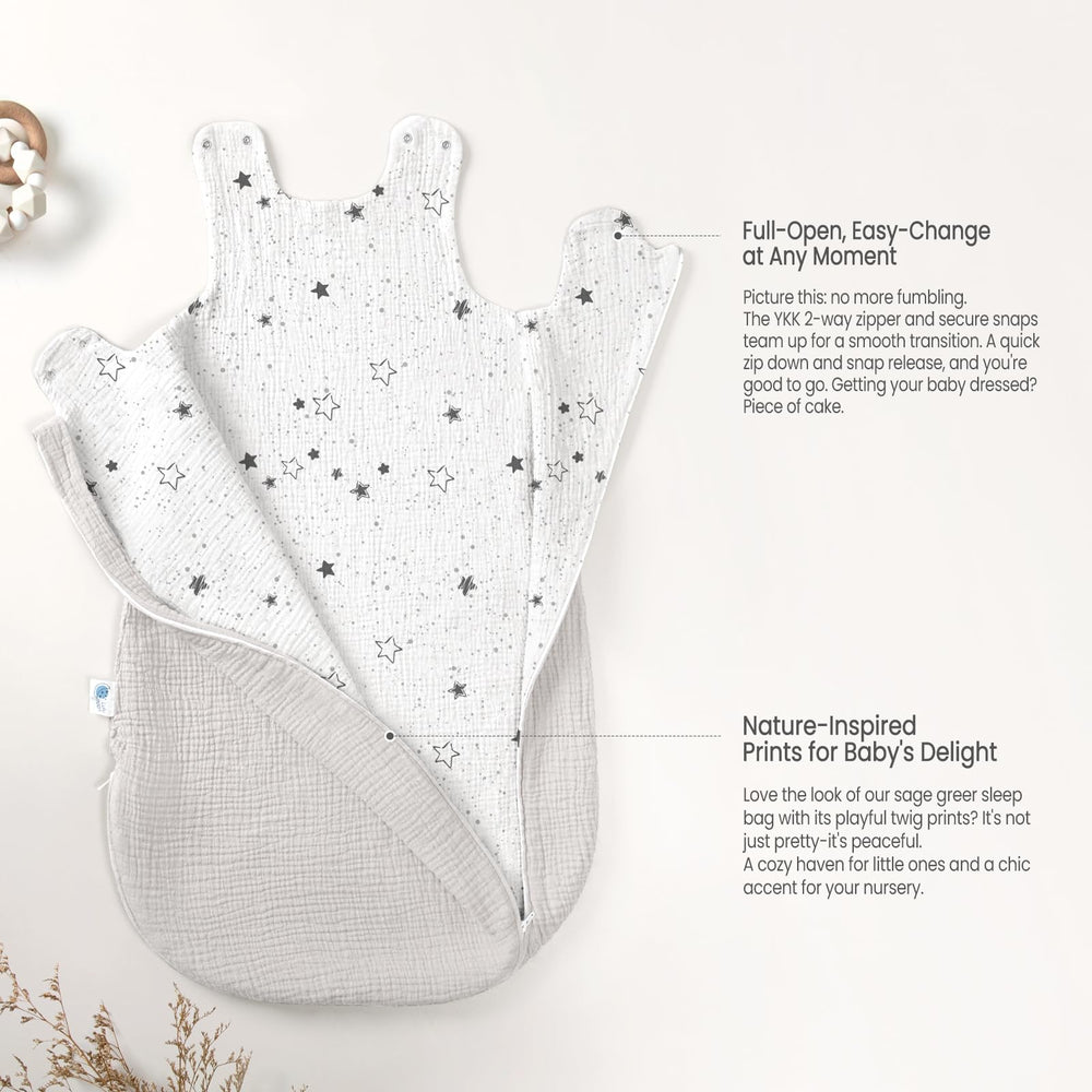 Lulumoon Sleep Sack in neutral hues complements any nursery decor