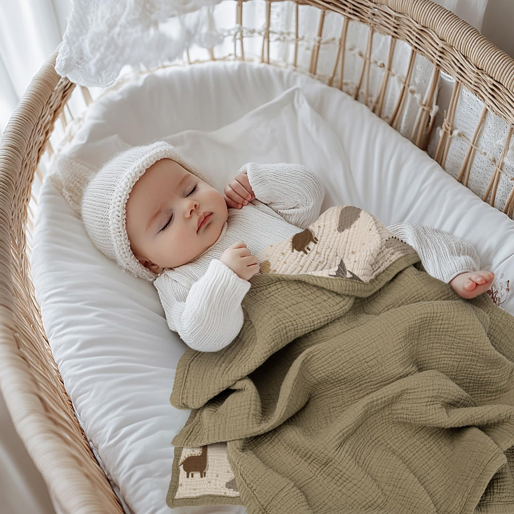 Lulumoon four layer muslin blanket; all season warmth without bulk.