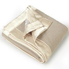 Lulumoon waffle swaddle blanket with satin edge for newborns